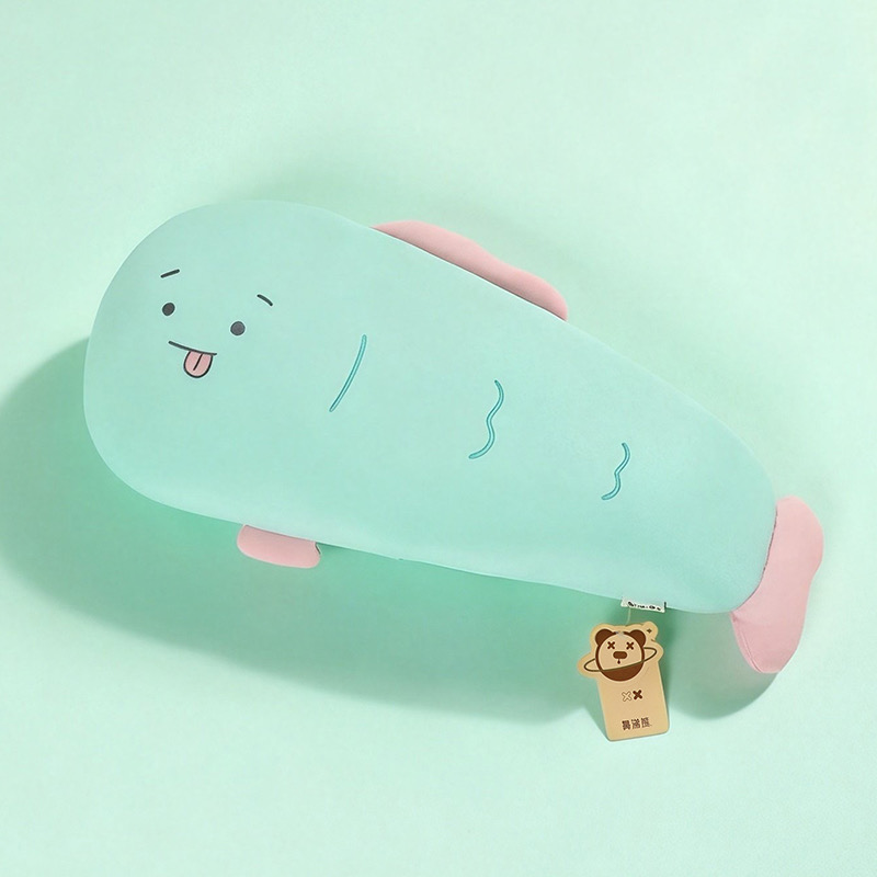 Verano helado delfín almohada de rayas largas marionetas pescado muñecas niños dormir en la cama almohada regalar piernas almohada novia