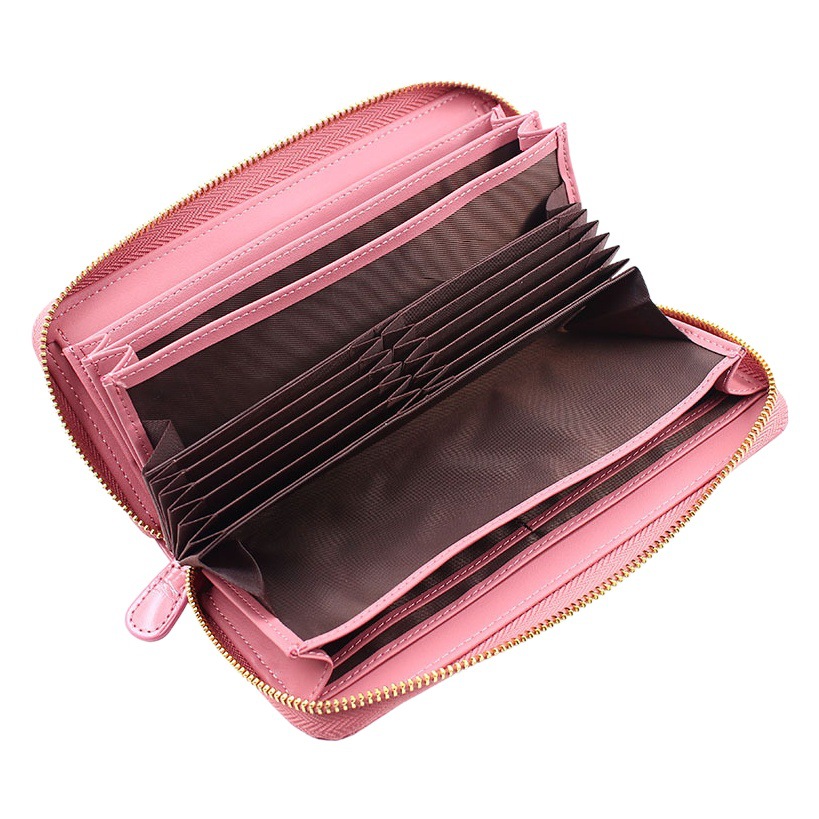 Cartera Rakuten de estilo japonés, bolso de cuero genuino para mujer, bolso de piel de vaca con cadena tipo acordeón, tarjetero largo de gran capacidad, bolso de mano con patrón de cocodrilo