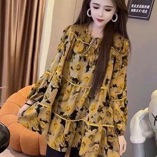 2025春季新款洋气碎花宽松显瘦系带圆领气质减龄网红连衣裙女