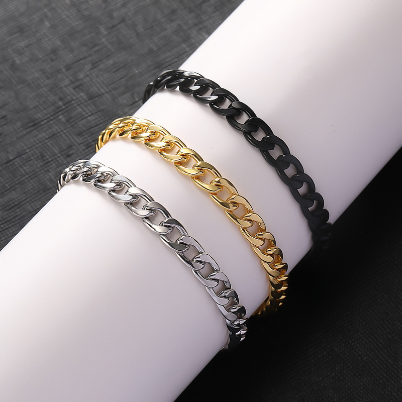 European and American Bracelets for Men, Titanium Steel, Non-Fading, High-End, Hip-Hop Popular Jewelry, Women's Simple and Personalized Retro Accessories