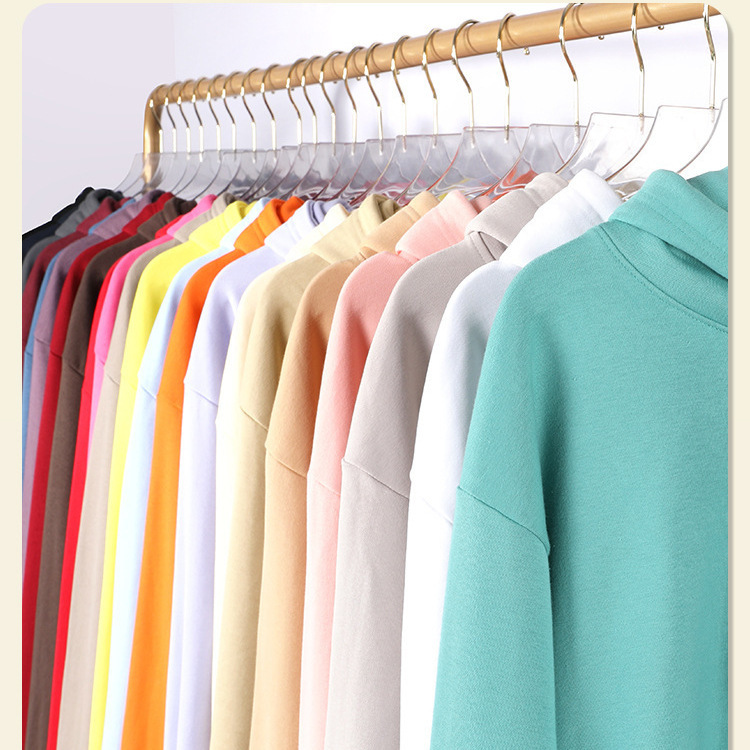 2025 Spring Trendy Brand 500g Terry Hooded Sweatshirt Pure Color Loose Shoulder Drop Shoulder Hoodie for Men and Women with Printed Logo