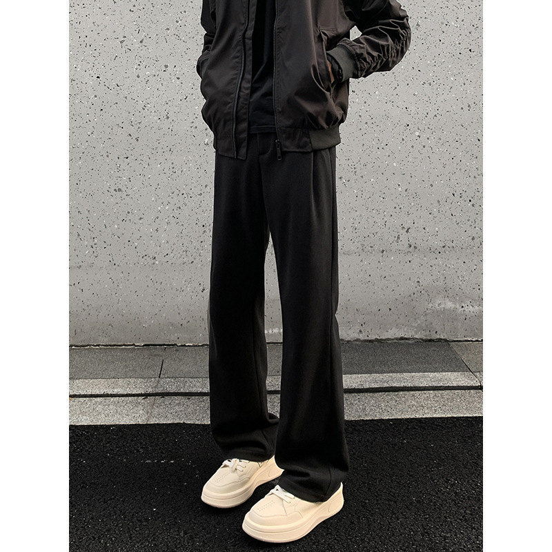 American-Style Micro-Flared Trousers with a High-End Drape, Heavy Starry Sky Woolen Pants for Men, Autumn Slimming Straight-Leg Casual Pants