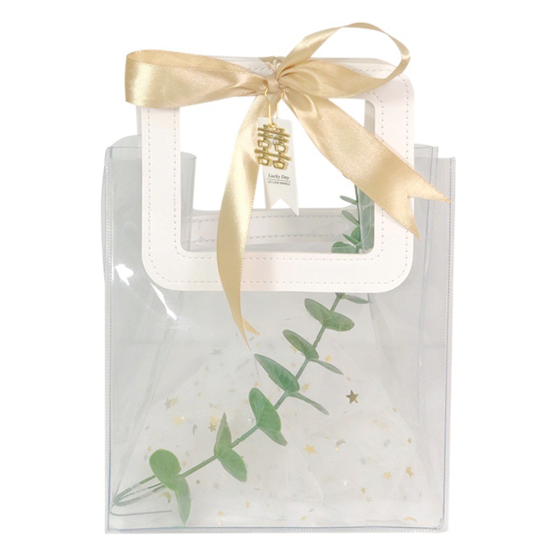 Bolsa de regalo transparente caja vacía portátil caja de dulces de boda estilo ins bolsa de regalo de dama de honor bolsa de regalo pequeña