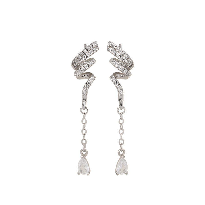 Pendientes largos con incrustaciones de circón para mujer 925 plata esterlina luz nicho de lujo de alto grado pendientes de temperamento pendientes de borla