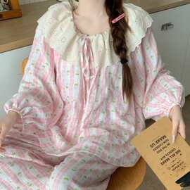 韩国ins女士新款韩版花朵碎花甜美公主风拼接蕾丝裤家居服套装女