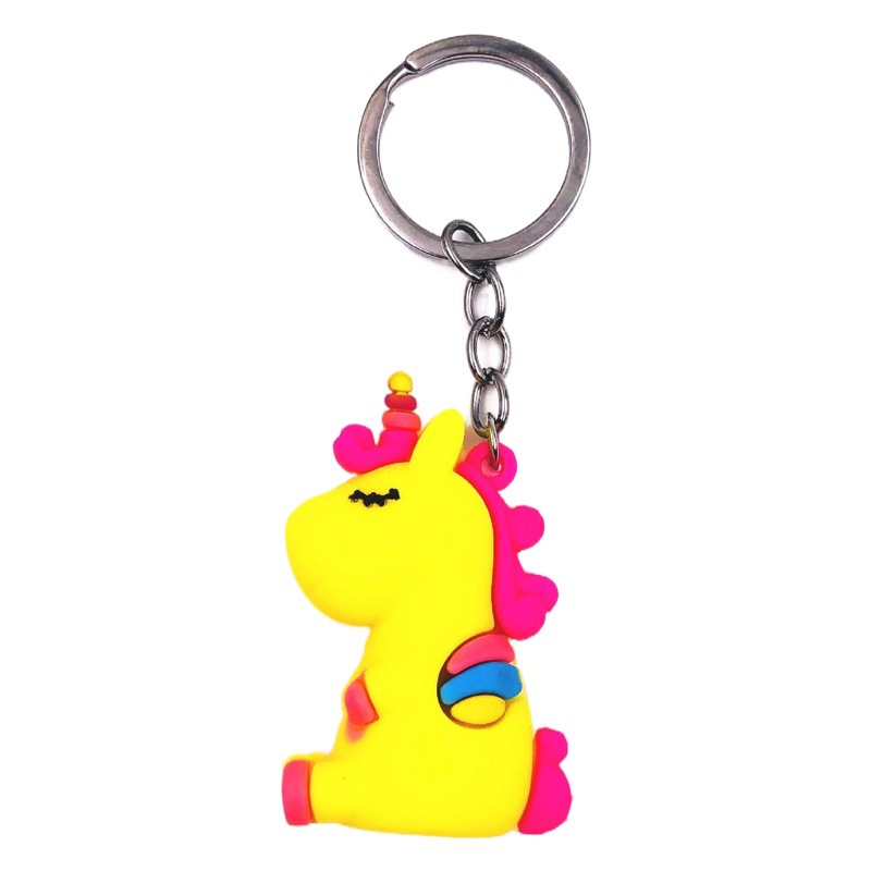 PVC pegamento flexible de dibujos animados tridimensional sueño unicornio llavero colgante bolsa adornos de coche pequeño regalo