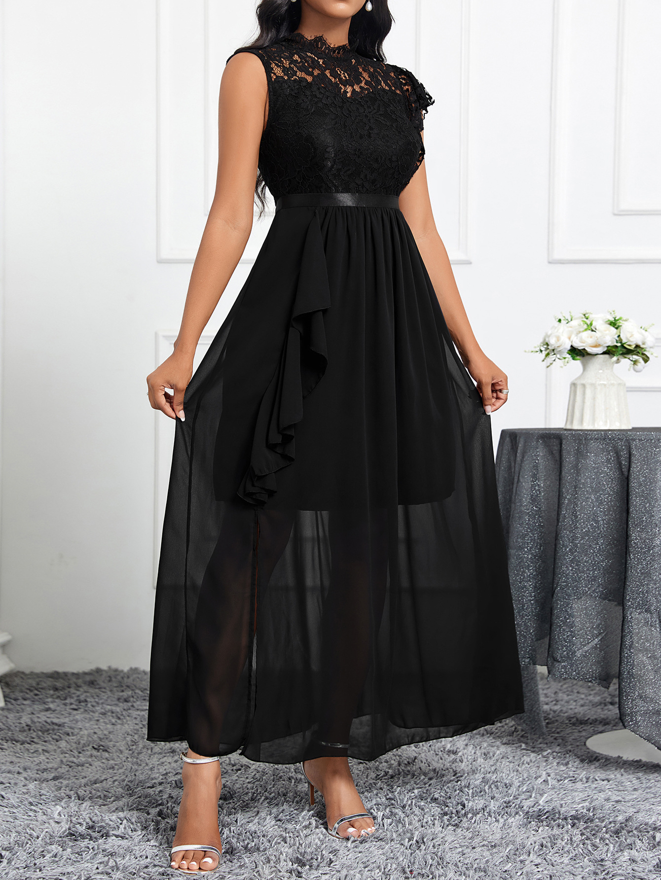Comercio exterior transfronterizo europeo y americano exclusivamente para el estilo de diseño de nicho wish temperamento amazónico elegante vestido de color sólido mujer image 7