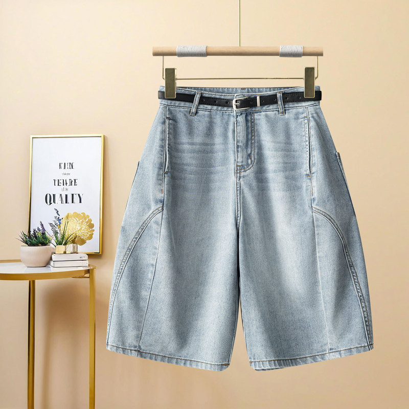 Popular Casual Denim Shorts for Women, Summer Thin High-Waisted Style, Hip-Covering, Soft and Cool Workwear Shorts