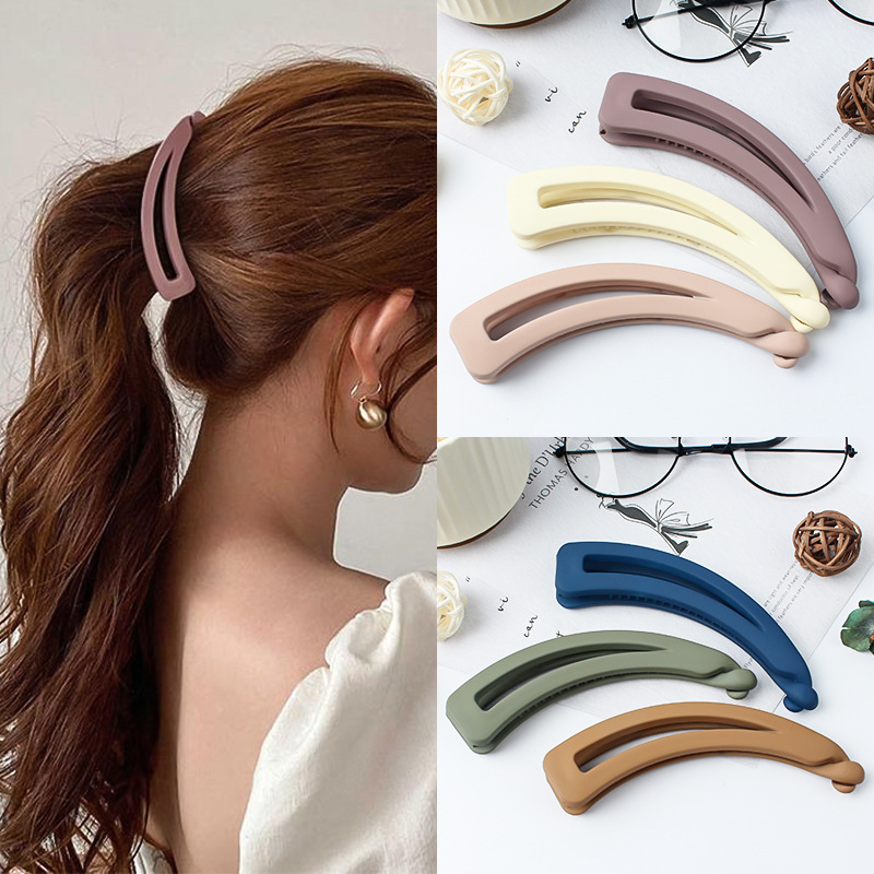 Large Vertical Frosted Banana Size Simple Ponytail Hair Clip Clips For Girls To Show Volume After Traveling