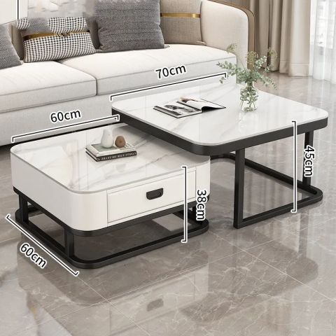 Mesa de té de lujo ligera sala de estar doméstica moderna y pequeña casa red cuadrada de vidrio rojo tablero de TV combinado mesa de té
