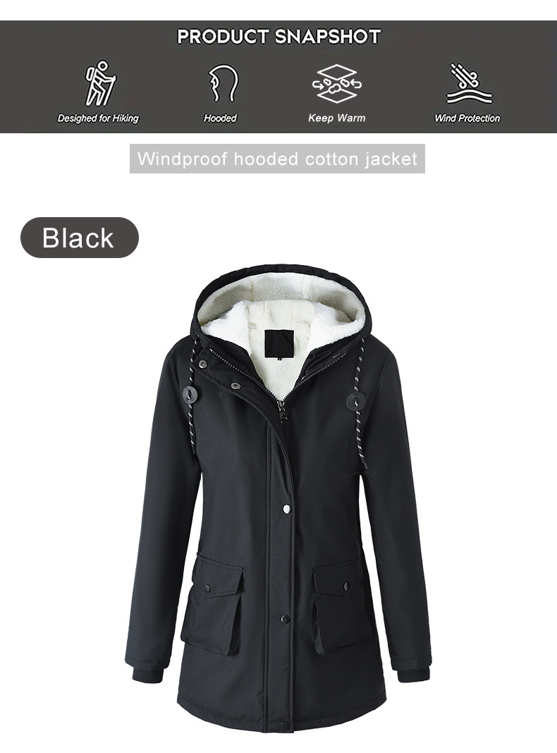 Women’s Winter Parka With Lambswool Lining Warm Cotton Jacket_voghion.com