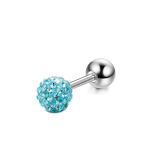 Small Titanium Steel Ear Cuff Full Drill Soft Clay Ball Ear Stud Double Head Round Bead Screw Thread Circular O L Ear Cuff Full Ear Bone