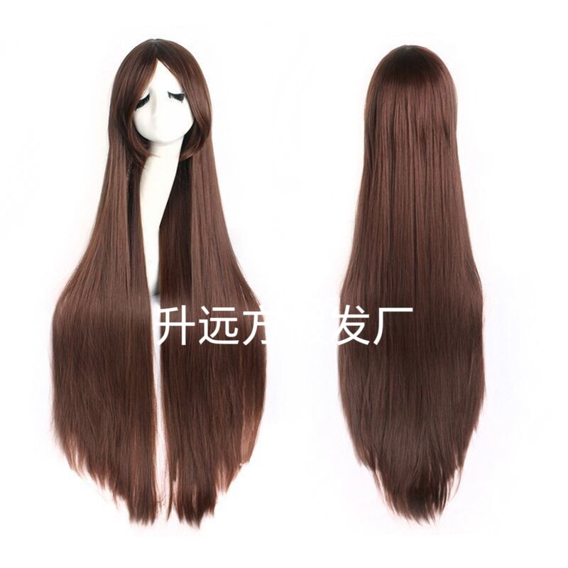 European and American 40-Inch 100cm Women's Long Straight Hair Chemical Fiber Wig Guangzhou Cross-Border E-Commerce Manufacturer Wig Supply