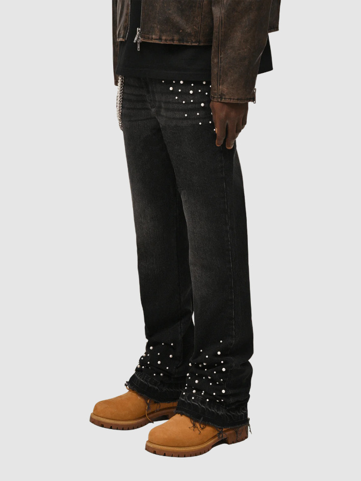 Pantalones de mezclilla de pierna recta para hombre de estilo nuevo transfronterizo, pantalones de mezclilla de pierna recta apilados elásticos de estilo explosivo de moda callejera europea y americana