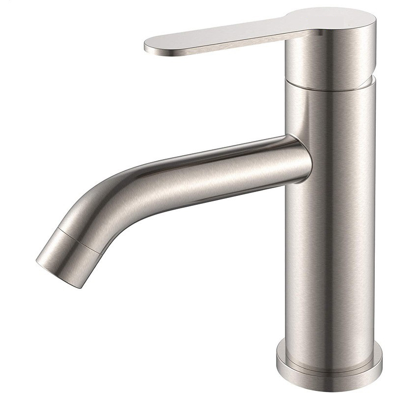 Factory direct sales of 304 stainless steel washbasin faucet, single-hole cold and hot mixed water, bathroom hand washing basin faucet Item Picture