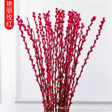 招财银柳干花真花鲜枝水培植物红色银柳年宵花卉福桶客厅室内装饰