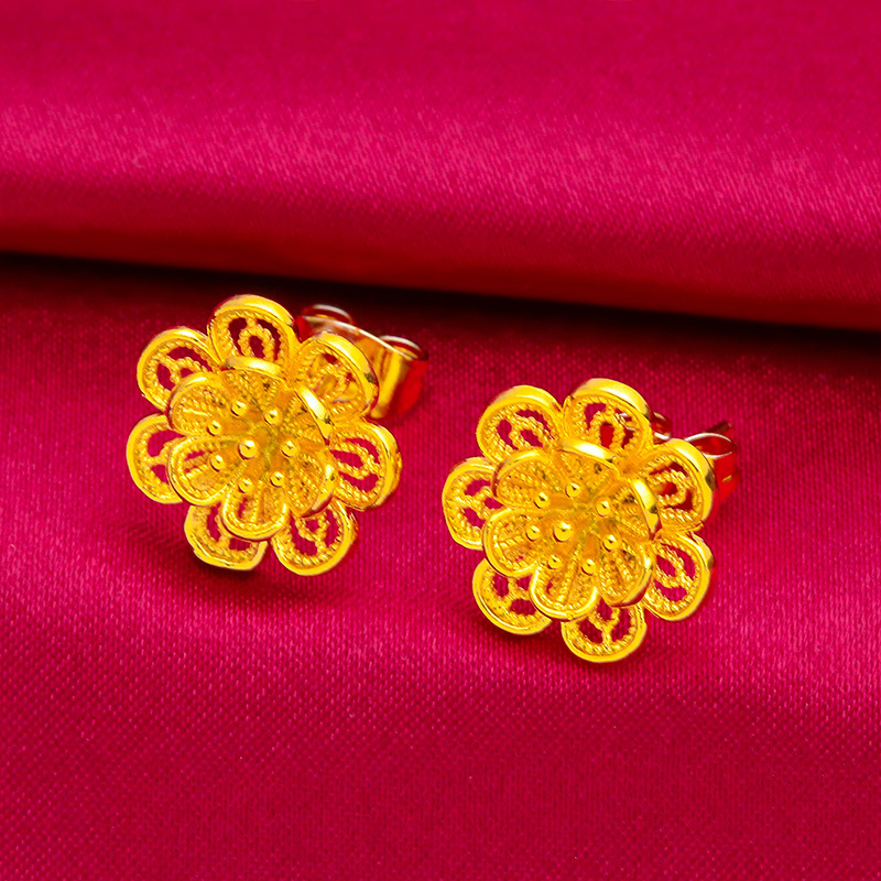 Vietnam arena oro collar de las mujeres imitación de oro amarillo colgante de flores collar de la moneda europea durante mucho tiempo no se desvanece chapado en oro de la joyería