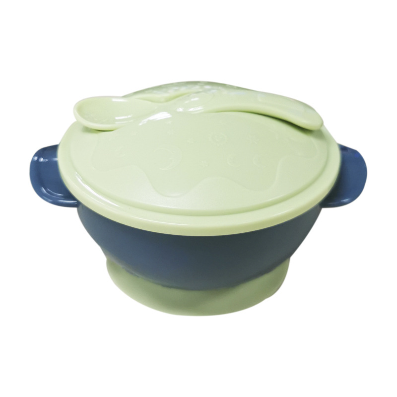 嬰兒禮品套裝嬰兒輔食碗帶勺套裝防滑寶寶餐盤吸盤式硅膠碗促銷禮