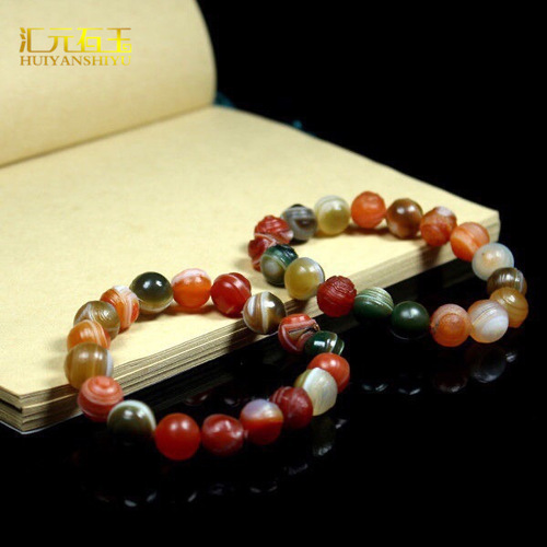 Natural Xinjiang Alxa agate silk-wrapped bracelets for men and women colorful bracelets Wenwan agate jewelry live source