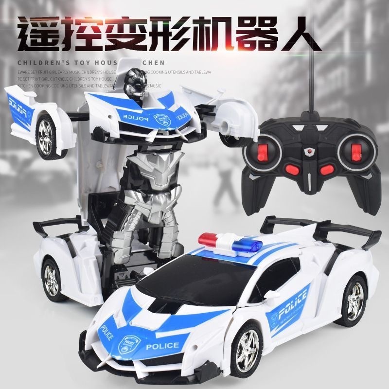跨境1:18一键变形遥控车机器人模型充电动赛车男孩儿童玩具车批发|undefined