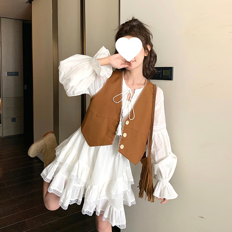 温柔穿搭超仙马甲小香风两件套春装新款显瘦小个子甜美减龄连衣裙|undefined