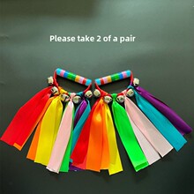 幼儿园晨练器材彩虹手摇铃大声儿童舞蹈机械道具圈手摇铃