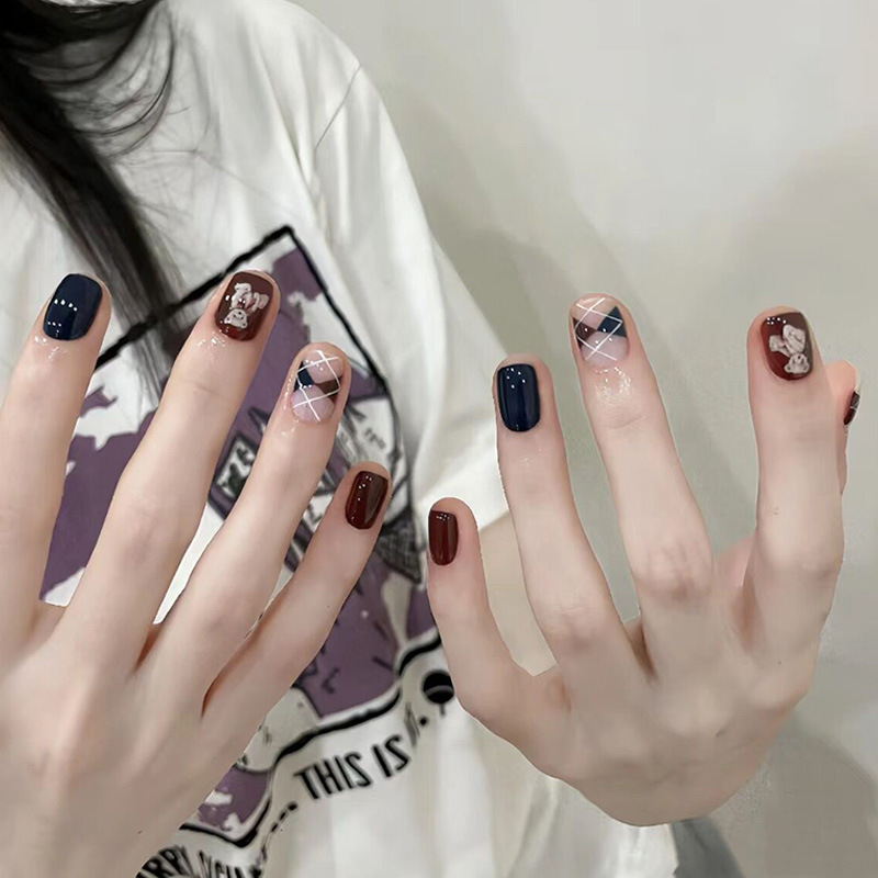 Christmas bear wear nail Christmas nail patch cute nail beauty piece new fake nail nail nail nail patch finished nail