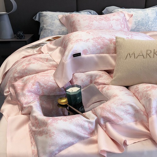 High Quality Bed Sheets and Duvet Covers Double Sided Cool Feeling Tencel 4-Piece Set Luxury Printed Bedding Silk Smooth Naked Sleep 