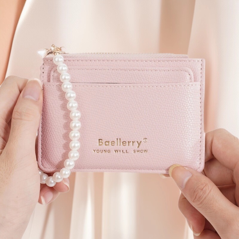 Baellerry New Women's Coin Purse Card Holder Ins Style Card Cross-Border High-End Fashion Pearl Card Case