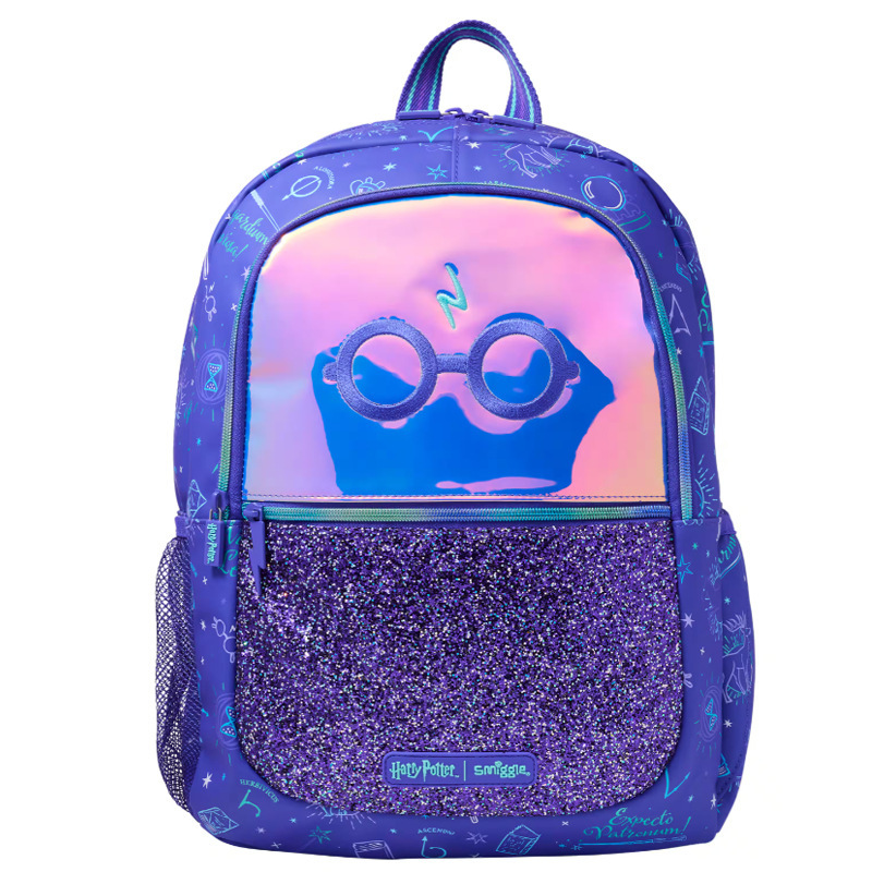 Mochila escolar grande con gafas moradas (42*30cm)