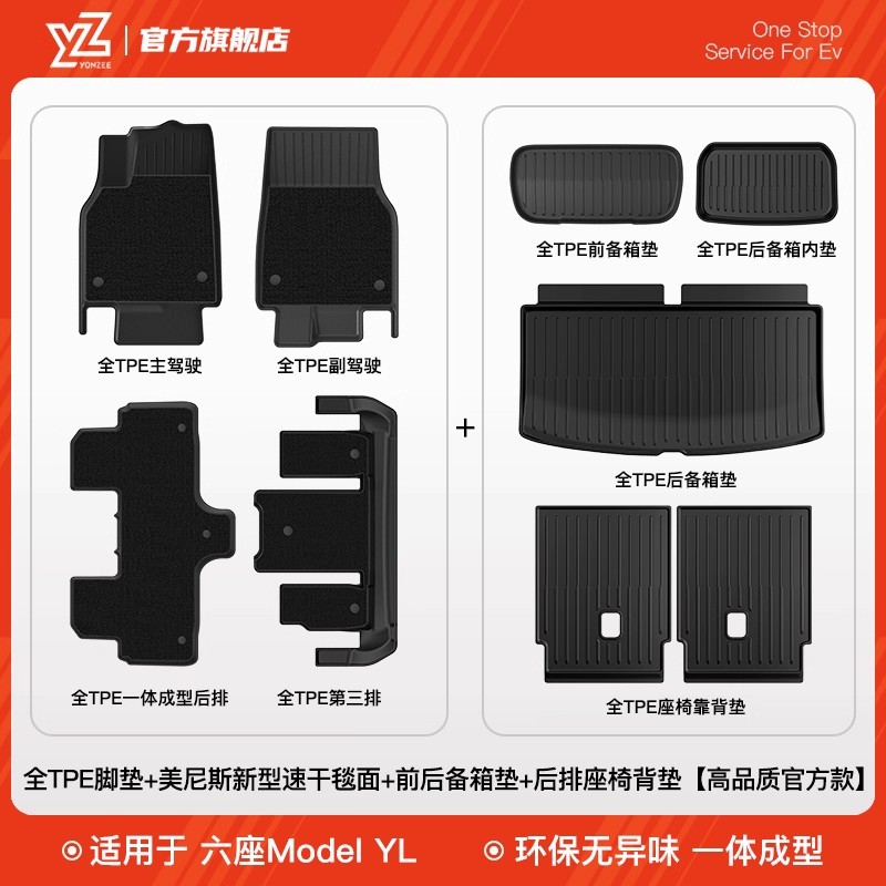 Tesla – YZ TPE Floor Car Carpet - 34-six-seater-model-yl-full-tpe-floor-mats-menis-carpet-surface-full-tpe-trunk-mat-front-and-rear-trunk-mats-rear-row-back-pad-full-t