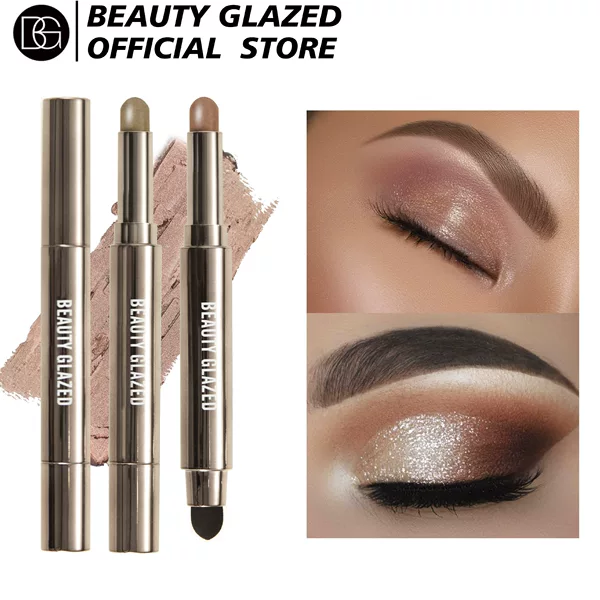 Beauty Glazed 10-Color Electroplated Pearlescent Double-Ended Eyeshadow Stick High-Gloss Eyeshadow Amazon Multi-Color