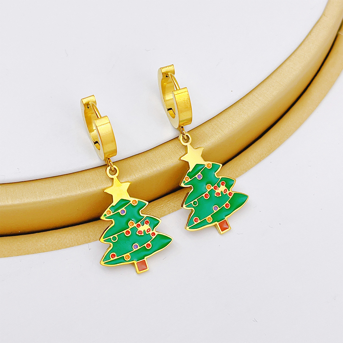 Collar de acero inoxidable de Navidad de la UE y los Estados Unidos, conjunto de joyas de dibujos animados, acero de titanio no se desvanece, joyas de venta caliente transfronterizas