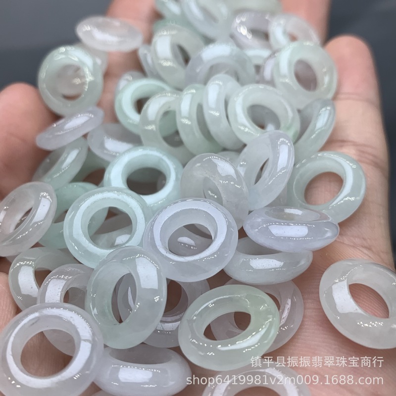 翡翠大孔円環15mmドーナツ卸売りdiy翡翠イヤリング玉円工芸品散珠アクセサリー|undefined
