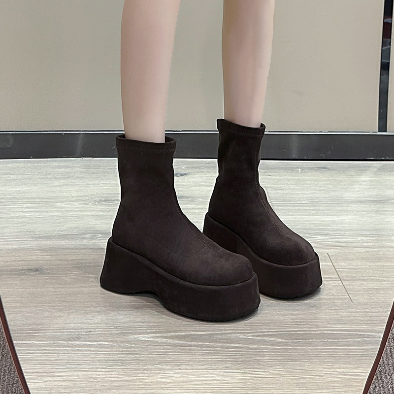 新品超高跟小个子靴女秋冬防水台瘦瘦高筒靴骑士|undefined
