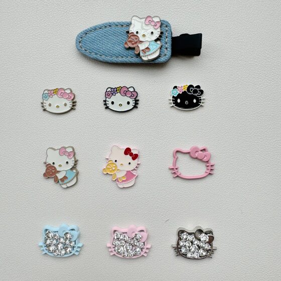 Color Oil Dropping Cartoon Cat Alloy Patch DIY Hair Card Headwear Mobile Phone Shell Patch Accessories Accessories Material Batch