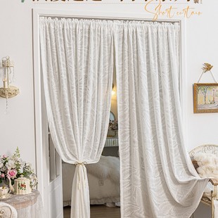 Door Curtain Partition Curtain French Lace Gauze Curtain Kitchen Toilet Curtain Bay Window Rod-Type Gauze Curtain 2025 New Style