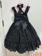 烫金星座蝴蝶结设计日常lolita裙黑色连衣裙2025夏季女网纱纯色