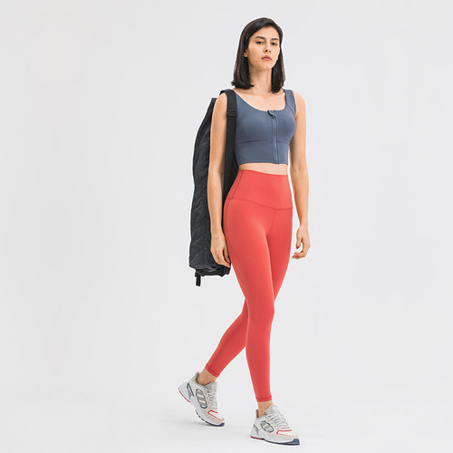 Spring and summer new fashion versatile zipper sports bra for women push-up shock-proof top support side breast sports bra