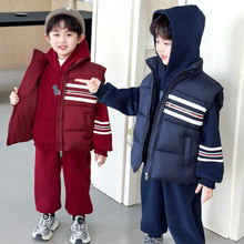 男童冬装小狗手塞棉三件套2025新款韩版儿童加厚潮款套装宝宝衣服