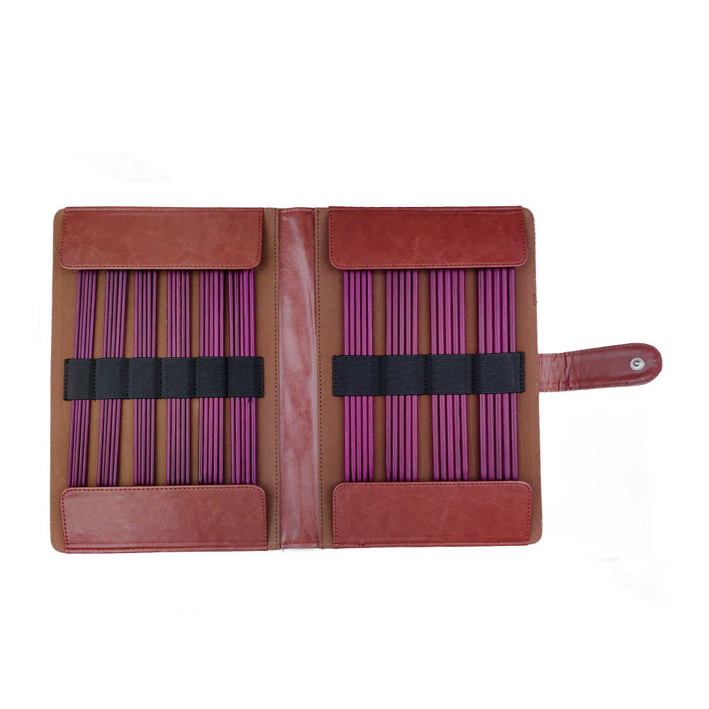 Juego de agujas de suéter de Amazon, agujas de tejer de abedul púrpura, herramientas de tejer de lana de aguja hechas a mano, juego de 20cm