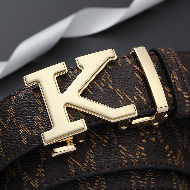 Men's Premium Leather Belt With Automatic Buckle M Letter Design_voghion.com