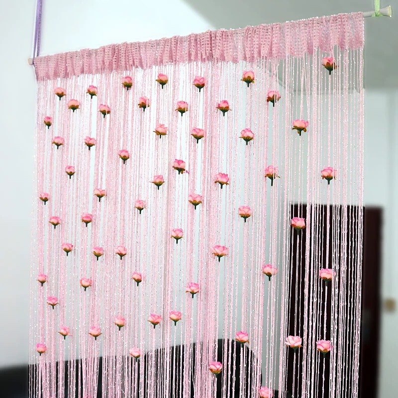 No Punching Door Curtain Wire Curtain Encrypted Beauty Salon Living Room Decoration Jewelry Store Partition Entrance Hanging Rod Curtain Bedroom Door Curtain