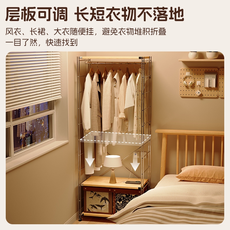 Percha de ropa abierta percha de ropa de piso para dormitorio percha de ropa multifuncional para el hogar percha de ropa de cabezal de cama image 3