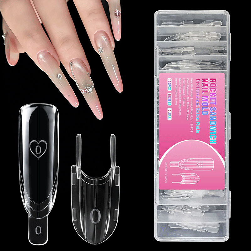 Nail Art Rocket Sandwich Heart Oval Nail Mold Quick Shaping Extension Phototherapy Gel No-Build Nail Tip Mold Nail Art Rocket Sandwich Heart Oval Nail Mold Quick Shaping Extension Phototherapy Gel No-Build Nail Tip Mold