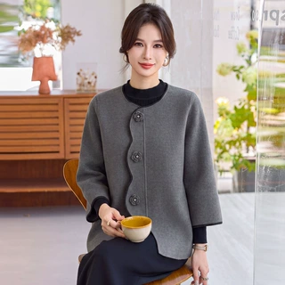 妈妈装春秋小香风短款针织国风外套中老年女洋气减龄气质开衫上衣