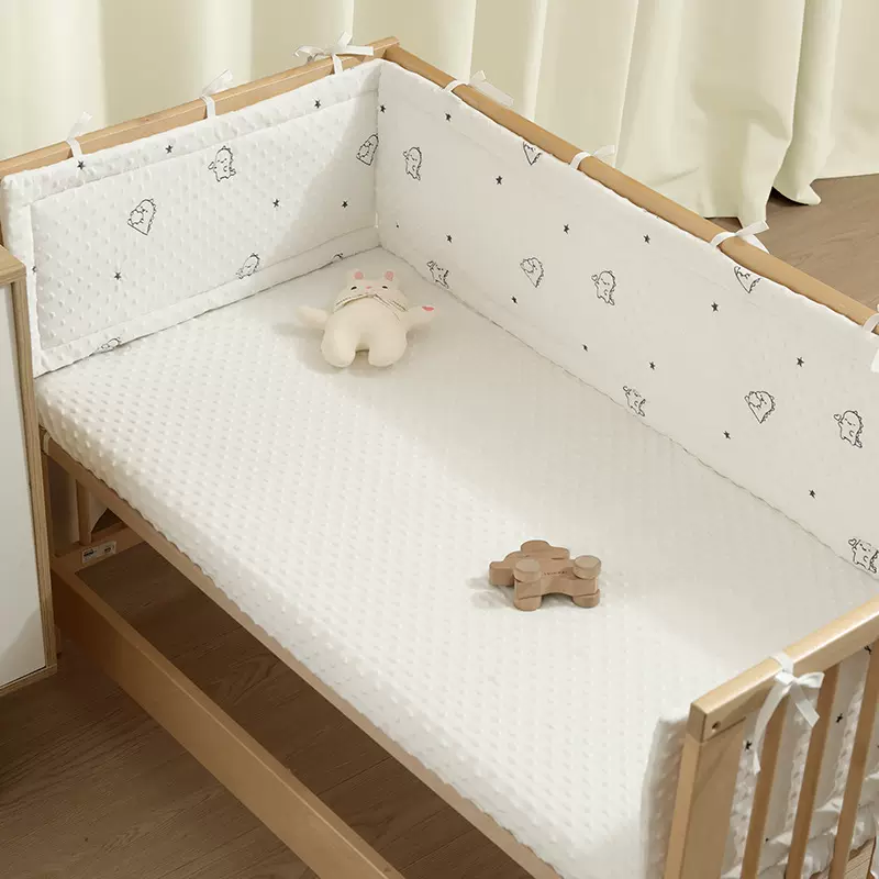 婴儿床床围加高一片式可拆洗双面豆豆绒纯棉围栏挡拼接床软包防撞