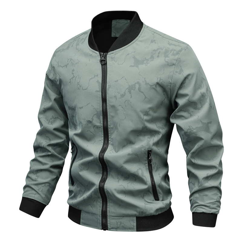 Chaqueta con cuello de béisbol para hombre 2024 primavera y otoño cuello alto estampado de manga larga chaqueta de hombre salvaje estilo Hong Kong más chaqueta de terciopelo