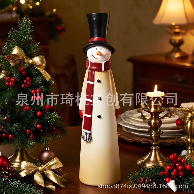 跨境亚马逊新品红围巾雪人树脂摆件客厅玄关园艺庭院树脂摆件装饰|undefined