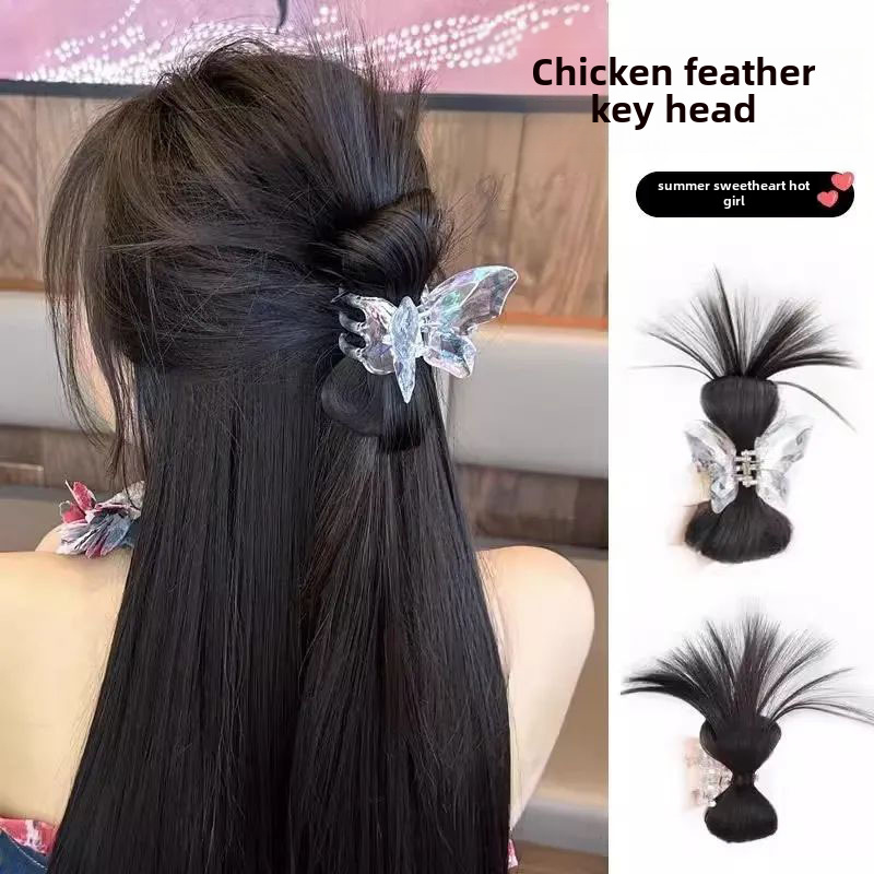 Vistas spalvu atspoles galvas loks Parūka, satvērēja saspraude Hot Girl Chicken Coop matu sprādze Sieviešu galvas aizmugures spalvu haizivis_voghion.com